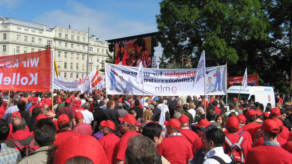 Gewerkschaftsdemo 2009 für faire Kollektivverträge.